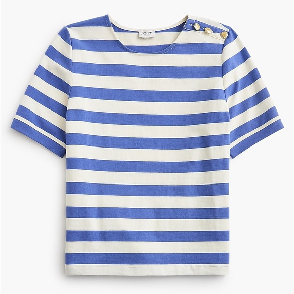 J. Crew Tops - J.Crew Factory Short-Sleeve Striped Button-Shoulder Tee
